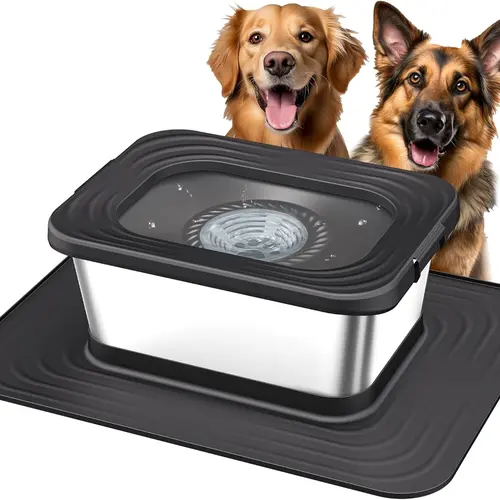 7L & 10L Stainless Steel Dog Drinking Water Bowl, No Spill Anti-Splash with XXL Silicone Mat, Spill-Proof Slow Feeder for Messy Drinkers, Heavy Duty#SummerVibes #petloversPet Bowls for Indoor Outdoor Use, 1.8 & 2.6 Gallon Capacity, Double Anti-Skid Design