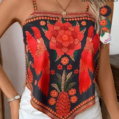 Women's Floral Print Cami Top, Boho Bohemian Sleeveless Top for Summer, Ladies Clothes for Daily Wear, Womenswear