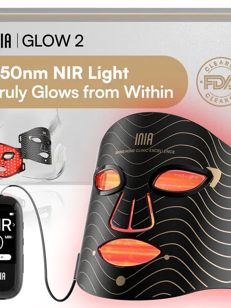INIA GLOW 2 Red Light Therapy Mask , 4 Light Modes with 850nm NIR, 2600mAh Rechargeable LED Face Mask for Skincare at Home and Travel, Summer Beauty Gift Ideas