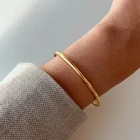 modmints Women's Waterproof Hypoallergenic Elegant Minimalist Bangle - Stackable Stainless Steel Golden Cuff Bracelet, Non-Tarnish Gold Stylish Jewelry Accessory, Stackable Bracelets, Stainless Steel Bracelet,summerwins