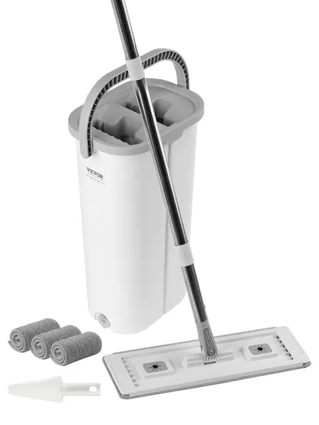 【DealsForYouDays】VEVOR Mop and Bucket with Wringer Set Wet & Dry UseFlat Mop and Bucket System with 3 Washable Microfiber PadsFlat Mop with Stainless Steel HandleMop Bucket Set for Hardwood Tile Vinyl