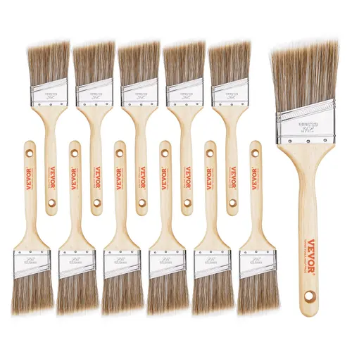 【DealsForYouDays】VEVOR Paint Brushes 12 Piece Angle Paint BrushTreated Wood HandlePaint Brush Set for All Latex and Oil Paints & StainsWood Stain Brushes for CabinetsWallsFencesInterior & Exterior Use