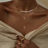 TASISO Layered Gold Necklaces for Women  Tiny Initial Necklaces 14K Gold Plated Stackable Necklaces with CZ Cross Design Safety Pin Necklace Chains,summeroutfits,vacationoutfits,beachoutfits