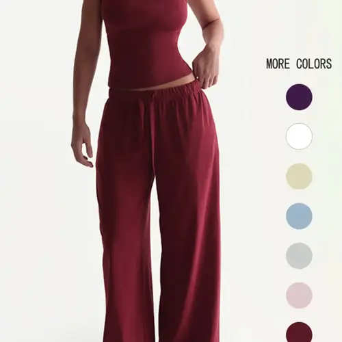 Two-Piece Set Women's Basic Solid Color Cami Top & Pants, Casual Chic Minimalist Sleeveless Top & Pants for Daily Wear, Ladies Summer Clothes, Soft Elastic Breathable Set Womenswear