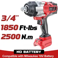 1850Ft-lbs (2500N.m)-3/4"Impact Wrench Compatible with Milwaukee 18V Battery (NO Battery!!!), Brushless Impact Gun 4-Speed with Auto-Stop Reverse for Car/Truck summervibes Heavy Duty