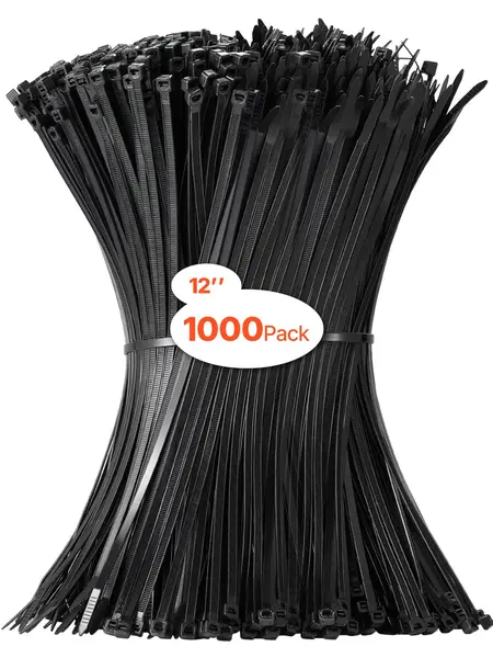 【DealsForYouDays】1000 Pack Cable Zip Ties 12-inch Cable Wire Ties & 50LBS High Tensile Strength