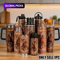 40 oz / 30 oz Horse Design Vacuum Insulated Travel Tumbler, 1 Count Stainless-Steel Flasks, Durable Hot and Cold Drinkware, Great Gift for Horse Lovers and Equestrians #GLOBAL PICKS