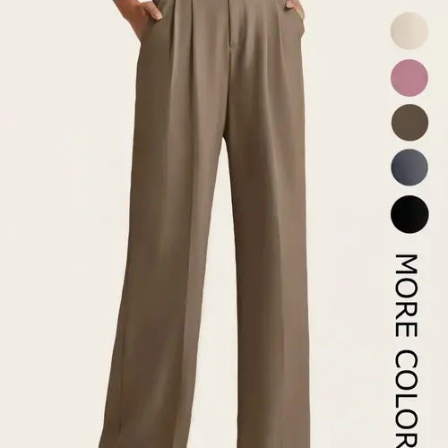 Women's Solid Pocket Pants, Comfortable Trousers, Minimalist Trousers for Work Office Daily Wear, Women's Bottoms for All Seasons, Fashion Pants, Casual Chic Bottoms, Casual Comfy Pants