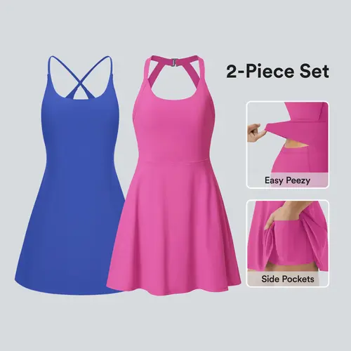 Halara 2-Piece Softlyzero Backless Sleeveless Active Dresse Set--Easy Peezy Edition #SwimWeek