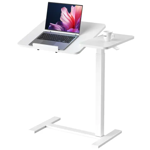 Sweetcrispy L-Shaped Modern Bedside Table - Laptop-Friendly, Dual-Use, Sit-to-Stand, Convertible, Ergonomic, with Wheels, Adjustable Height Tray, Mobile PC Workstation, Indoor Home Furniture, Laptop-Friendly Bedside Tables, Dual-Use Bedside Tables