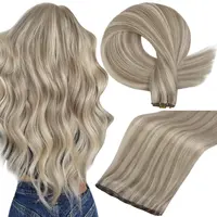 Full Shine Genius Weft Hair Extensions Natural Straight Real Human Hair 50G-60G DealsForYouDays Tied Double Weft Extensions Remy Hair Weft Extensions For Women Sew In Hair Extensions
