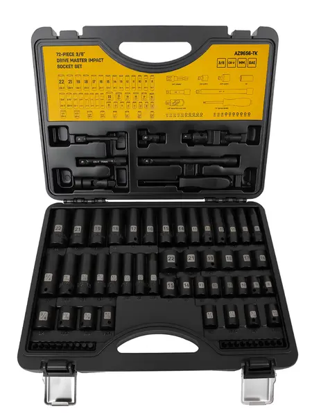 【DealsForYouDays】Steelite 72-Piece 3/8" Drive Impact Socket Wrench Set, SAE (5/16"-3/4") & Metric (8-22MM), 6-Point CR-V, Torx Bit Socket, Car & Automotive Tools with Extension Bar, Adapter, Universal Joint, Spinner Handle for Repairs, Mechanic Tools