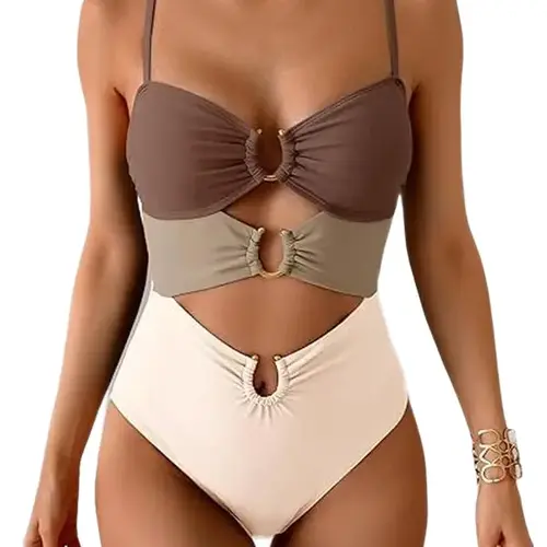 EOMENIE One Piece Swimsuit for Women Ring Linked Monokini Sexy Bathing Suit Cutout Swim Suit Swimwear Swimsuits Beachwear #Spring Glow Up