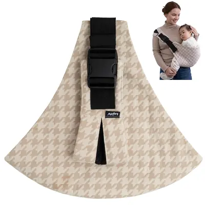 LUJIFO Chic Houndstooth Side Baby Carrier - Premium Cotton Linen Toddler Sling