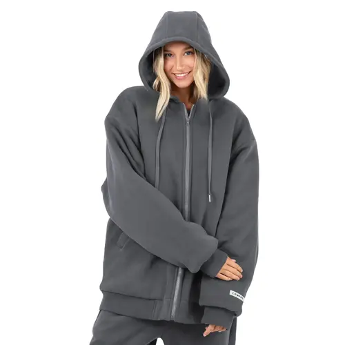 Comfrt | Weighted Hoodie | Calming Oversized Heavy 5lb Fleece Comforting Zip Up Sweatshirt