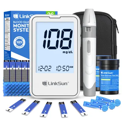 Linksun Blood Glucose Monitor Kit | No Coding, 100 Strips & Lancets | Fast 5-Second Glucose Meter with Large Screen | Ideal for Elderly & Home Monitoring Healthcare,Dealsforyoudays,fathers day gift fathersdaygift,summerwins
