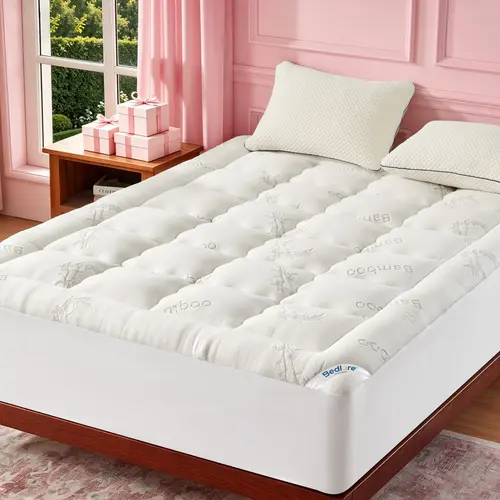 SummerWins【BEDLORE】Bamboo Mattress Topper – Ultra Soft Pillow Top Mattress Pad, Cooling Breathable Bed Topper with Deep Pocket (6–18”), Hotel Quality Comfort for Better Sleep