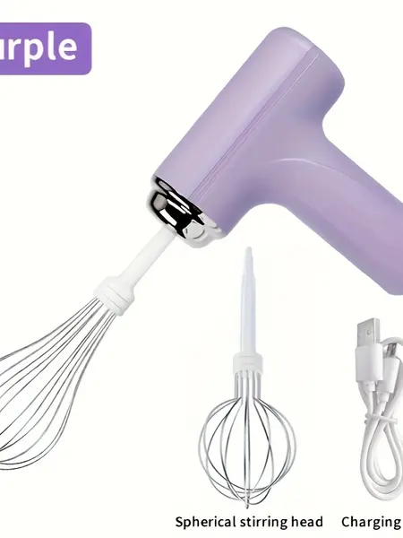 Rechargeable 3 Speed Hand Mixer - Multifunctional Kitchen Mixer with 2 Whisk Baking Supplies Easy To Clean Durable, Home Kitchen Coffee Lovers Bakers summerwins