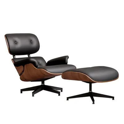 [Mid Century Accent Chair] Mid Century Recliner Chair with Ottoman - Wide Armrest, Heavy Duty Base Support - for Living Room Bedroom Office luxury seat minimalis