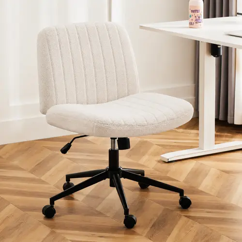Height Adjustable Criss Cross Chair with U-Shaped Cushion and Dual-Purpose Base, Wide Swivel Desk Chair for Home Office