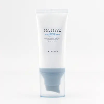 SKIN1004 Madagascar Centella Hyalu-Cica Waterproof Facial Sunscreen Serum SPF 50+ 50ml - Daily Facial Moisturizing Hydrator, Lightweight, Gentle for Sensitive Skin, UV Protection, Skin Repair