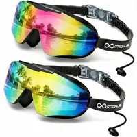 [Deals For You] Otionus 2 Pack Swim Goggles Adult, Frameless Wide View Swimming Goggles for Men Women, Anti-Fog UV Protection No Leak Pool Goggles with Attached Earplugs for Lake,Beach, Summer Party