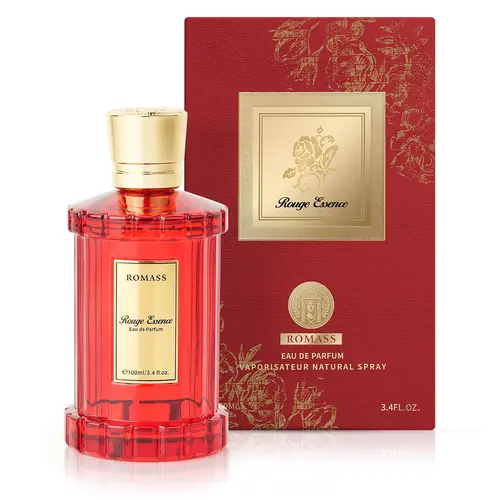 ROMASS Rouge Essence Luxe Perfume – Vibrant Saffron, Warm Amber, Woody Accords & Creamy Almond Notes in Gold Bottle #Summervibes summerwins