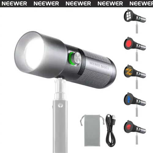 NEEWER FL10 RGB LED Photography Light, 10W Portable Spotlight 4 Colors 20 Gobo Filters Indoor /Outdoor Light for Party Decoration Vlog & Creative Shooting