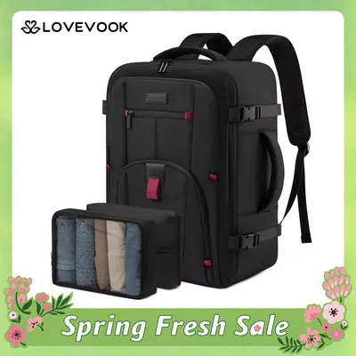 LOVEVOOK Travel Laptop Backpack for Men, 35L and 45L Large Carry On Backpack Personal Item Size, Airline Approved Waterproof Bookbag with 2 Packing Cubes Fits 15.6" - 17.3'' Laptop,DealsForYouDays