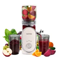 SUSTEAS Cold Press Juicer 5.3" Wide Chute for Whole Fruits High Yield Easy Clean Springtok Steel with Large Hole & Small Hole Filters Portable Blender Cups,summerwins summerwins