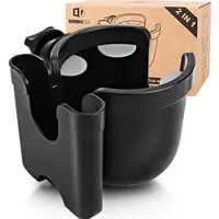 [Deals For You] Universal Stroller Cup Holder with Mobile Phone Case, 2-in-1 Strollers Storage Rack, 360 Degrees Rotation Drink Holder for Bike, Pushchair, Wheelchair, Walker,Bicycle, Fits Most Cups