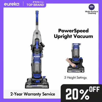 Eureka PowerSpeed Upright Vacuum Cleaner - Lightweight Bagless, Multi Surface, Dual Action Mode, Upgraded Cyclone System for Carpet & Hard Floor, Blue Black , Lightweight Bagless Vacuum, DealsForYouDays