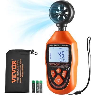 【fathersdaygift】VEVOR Portable Anemometer with LED Backlit Display, Measures Wind Speed, Temperature, Air Volume, and Chill Factor, Ideal for Outdoor Activities