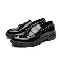 Men's Summer Fashionable Casual Tassel Decor PuLeather Slip-on Shoes, Men's Shoes, Tassel Loafers lMen,Simple Design Elegant Plain Round Toe Loafers, BusinessStyle Temperament Flats for Daily Wear, Tassel Shoes,Valentine's Day, Gift for Him Brown Black