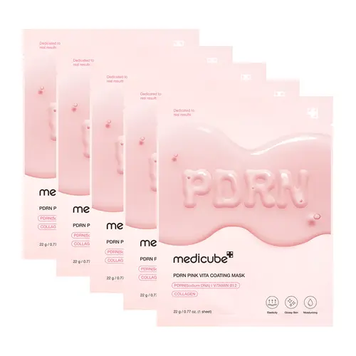 [LIVE Exclusive] [medicube] PDRN Pink Vita Coating Mask (5ea) l Medicube Skincare Sheet Mask Face Masks Calming Hydrating Kbeauty Korean skincare