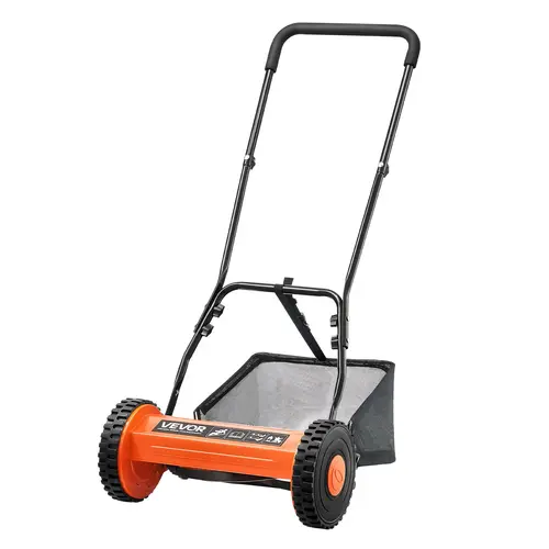 【DealsForYouDays】VEVOR 14-Inch Durable Manual Push Reel Lawn Mower, 5-Blade, Adjustable Height, 2-Wheel Grass Catcher, Cushioned Ergonomic Handle, Easy Assembly, Quiet Even Cutting Garden Maintenance Tool