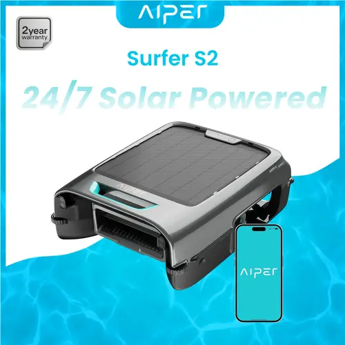 AIPER Surfer S2 Robotic Solar Pool Skimmer with APP Support, 24/7 Cleaning, Dual Charging Modes, Smart Obstacle Avoidance, Ideal for Most Swimming Pool Types #dealsforyoudays