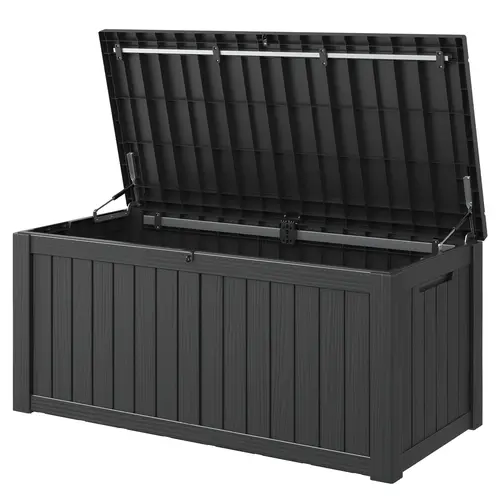120 Gallon Outdoor Storage Box with Lid – Waterproof Resin Deck Box for Patio, Garden, Tools & Cushions – Lockable, Large Capacity Bench-Style Organizer,Summervibes