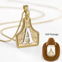 KissYan Western Jewelry Handmade CowTag Initial Necklace Two-Toned Gold Silver Pendant Adjustable 20 Inch Chain Gift for Men Women Mothers Day Gift Ideas DealsForYouDays,summeroutfits,vacationoutfits,beachoutfits
