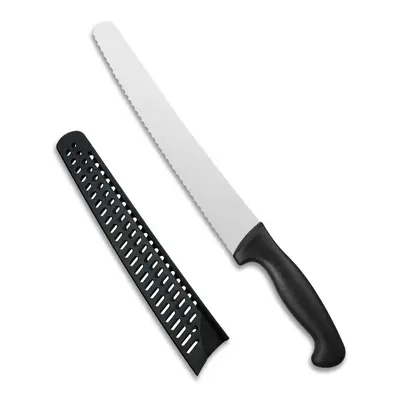 10-Inch Serrated Bread Knife with Cover, 1.4116 German Steel Blade, Ergonomic Anti-Slip Handle, Black Summerwins Sourdough Slicer Cutter for Homemade Bread, Ideal for Friends and Family Kitchen Knives