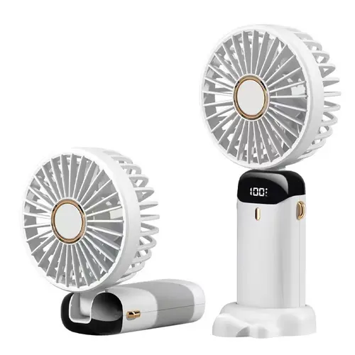 Hand Held Fan Portable, Personal Folding Travel Fan, 5 Speeds, 90° Ajustable Fan Portable Rechargeable with Base, Small Quiet Cooling Fan for Tents Traveling,Outdoor Travel