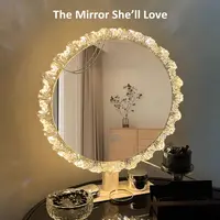 GALENTAL Elegant Iceberg Vanity Mirror with Light, Crystal LED Makeup Mirror with Dimmable 3 CCT, Touch Screen Control, Adjustable Desktop Makeup Mirror for Bathroom, Living Room, Bedroom, Best Gifts - HD Reflection, Dealsforyoudays