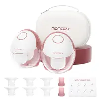 Momcozy  Hands-Free Mobile Breast Pump | M6, Wearable Breast Pump, Ideal Rhythm, DoubleFit Flange, Better Fit, More Discreet, 3 Modes and 9 Levels, 24mm - 2 Pack Comfort Red