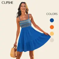 CUPSHE Women's Square Neck Sleeveless Spaghetti Strap Mini Summer Dress - Casual Bohemian Homecoming Beach Outfit, 2025 Womenswear,summeroutfits,vacationoutfits,beachoutfits
