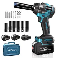 GEVEELIFE 700Nm 3 in 1 Brushless Impact Wrench 1/2" Cordless 3300RPM, 2×4.0Ah Batteries, 6 Sockets Car DIY Furniture Lawn Mower