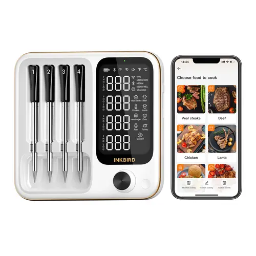 【DealsForYouDays】INKBIRD Wireless WiFi Bluetooth Meat Thermometer, Kitchen Gadgets with 4 Probes, Waterproof LCD Thermometer with App Presets for BBQ & Oven,Grill,Kitchenware,summer sale,mid year sale,deals for you,restock,DFYD,dealsforyou day,campingess