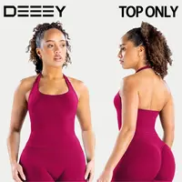 [SIZE UP 1-2] DEEFY Impact Halter Top Gymwear Workout Fitness Yoga Seamless Halter Tanks Sportswear Backless Sports Women Activewear Gym Outdoor Tank Tops Pilates Outfits Gymswear