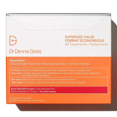 Dr. Dennis Gross Alpha Beta Extra Strength Daily Peel 60 Pack Facial Peeling Pads AHA BHA Smoothing Glycolic Acid Intensive Treatment