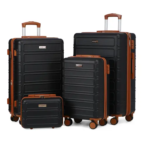 AAIVV 4 PCS Luggage Sets, Expandable ABS Travel Suitcase Set with Double Spinner Wheels, TSA Lock Hardshell Durable Traveling Bag Luggage Sets (13/20/26/28in) Gift for Back to School fathersdaygift