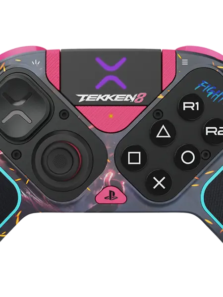 Victrix Pro BFG Wireless Controller TEKKEN 8 Rage Art for PlayStation and PC - standard right module, 6-button fight pad module, 4 interchangeable sticks, 3 different D-pads, and 4 gates